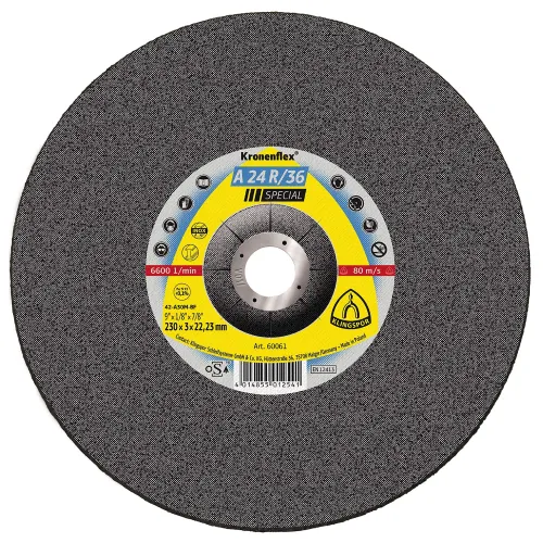 25 disques à tronçonner MD SPECIAL A 24 R 36 D. 230 x 3 x 22,23 mm - Acier inoxydable - 60061