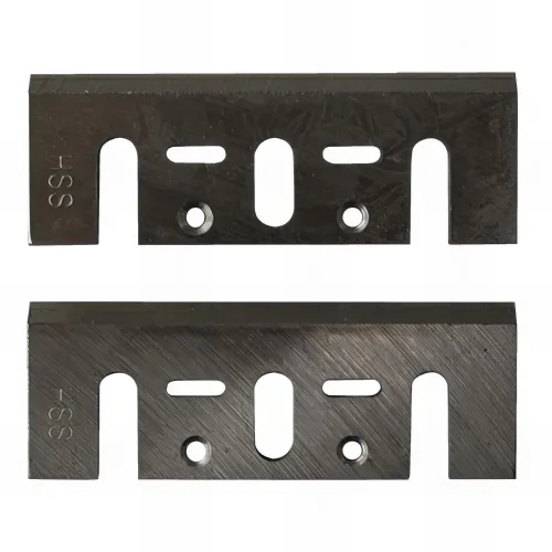 Jeu de 2 fers HSS, réaffûtables, pour rabots portatifs 82x29x3 mm pour bois - 140.503.00 - Leman