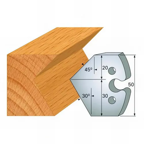 Jeu de 2 fers profilés acier Ht. 50 mm N°272 Chanfrein 30° et 45° - 855.272 - Leman