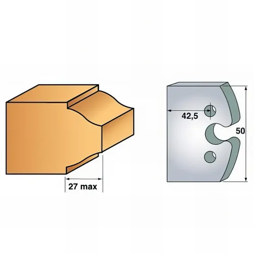 Jeu de 2 fers bruts à profiler N°293 profondeur 42 mm - 855.293 - Leman