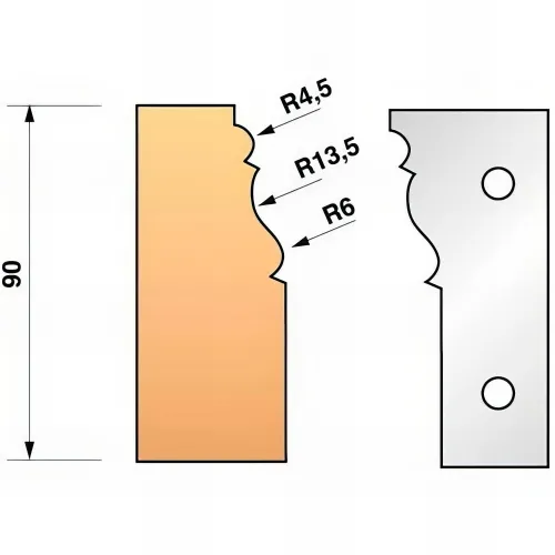 Jeu de 2 fers profilés N°301 pour porte-outils Ht. 90 mm - 955.301 - Leman