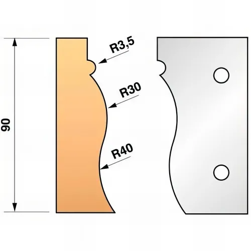 Jeu de 2 fers profilés N°322 pour porte-outils Ht. 90 mm - 955.322 - Leman