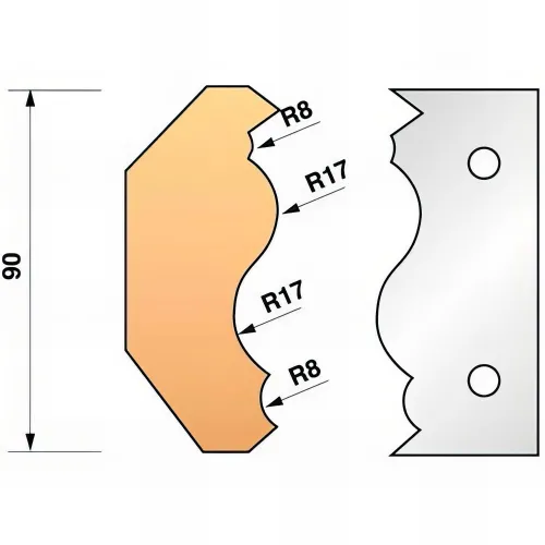 Jeu de 2 fers profilés N°352 pour porte-outils Ht. 90 mm - 955.352 - Leman